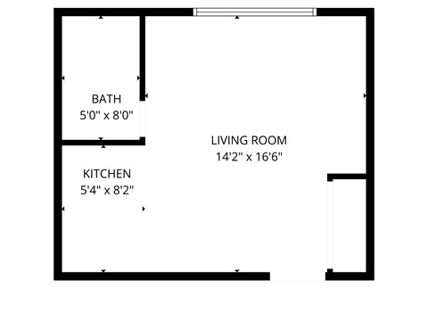 Floor plan for studio, 1 bath, 350 sqft